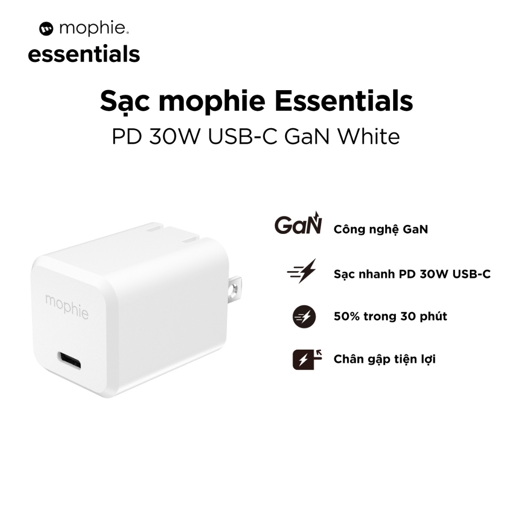 Sạc nhanh mophie PD 18W/20W/30W/35W/40W- USB-C dành cho ip/tablet táo
