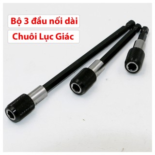 Bộ 3 đầu nối bắn vít dài 60mm 90mm 150mm - thanh nối dài mũi vít cho tua vít máy bắn vít chuôi lục giác 6.35mm