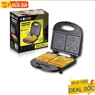 Máy nướng bánh mì sandwich, máy ép bánh mì sandwich RAF 850W gia nhiệt kép, chống dính telfon siêu bền