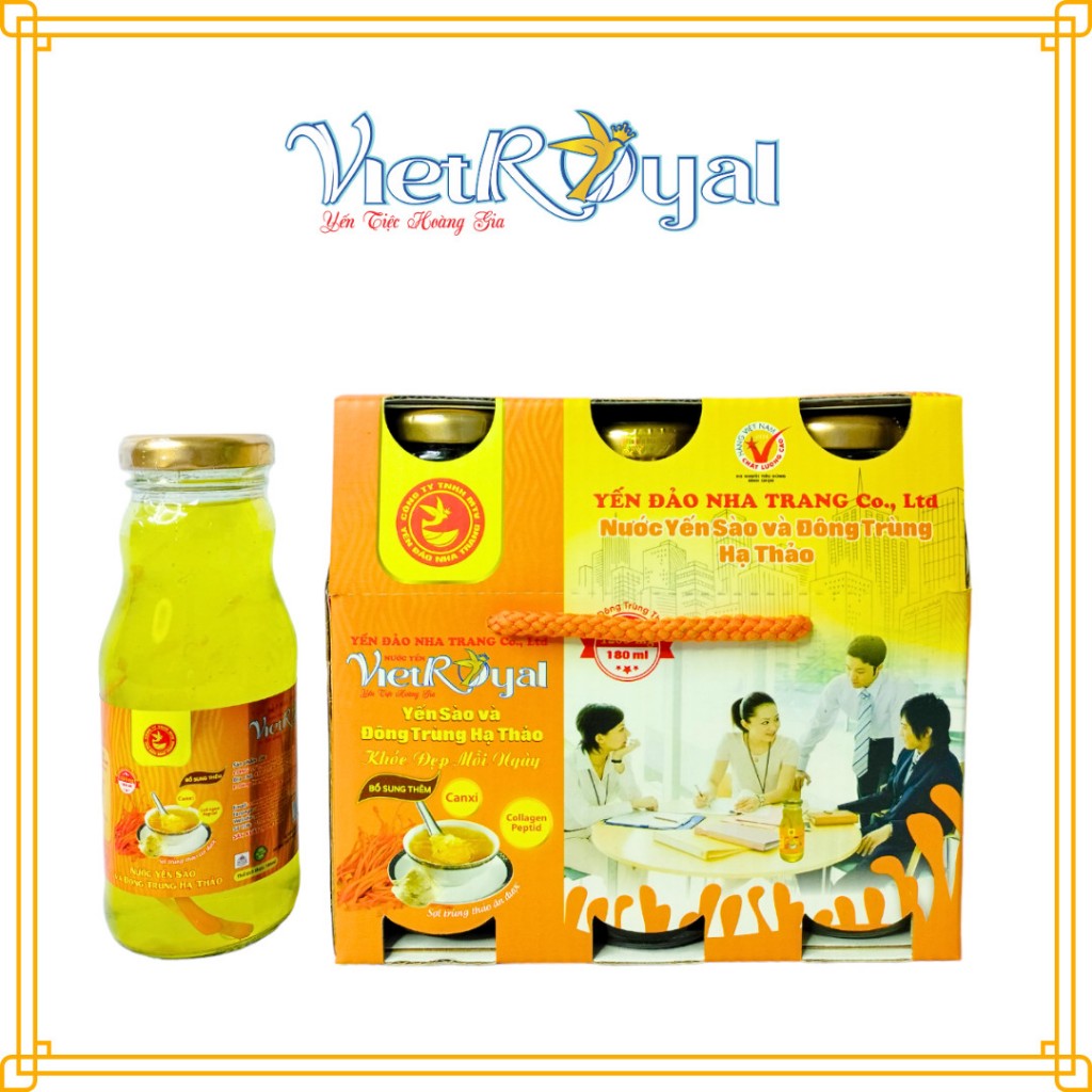 Lốc 6 chai Nước yến Vietroyal  yến sào đông trùng hạ thảo chai 180ml
