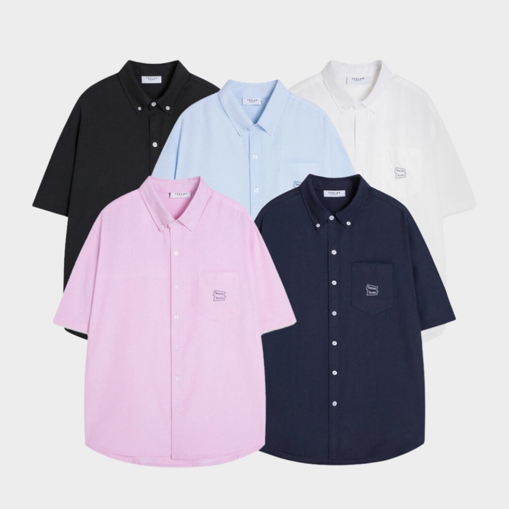 Áo Sơ Mi Tay Ngắn Nam Nữ Teelab Local Brand Eco Oxford Logo Signature Shirt SS068