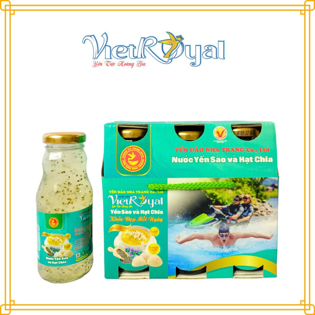 Lốc 6 chai Nước yến Vietroyal yến sào và hạt chia chai 180ml