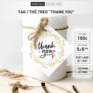 100C - TAG TREO / THẺ TREO GIẤY "THANK YOU" HÌNH THOI
