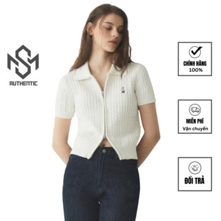 Áo Cardigan Steve Cable Short Sleeve Zip-Up WHOAU chính hãng, áo len ngắn tay WHO.A.U Hàn Quốc WHCKE2431F M&S Authentic