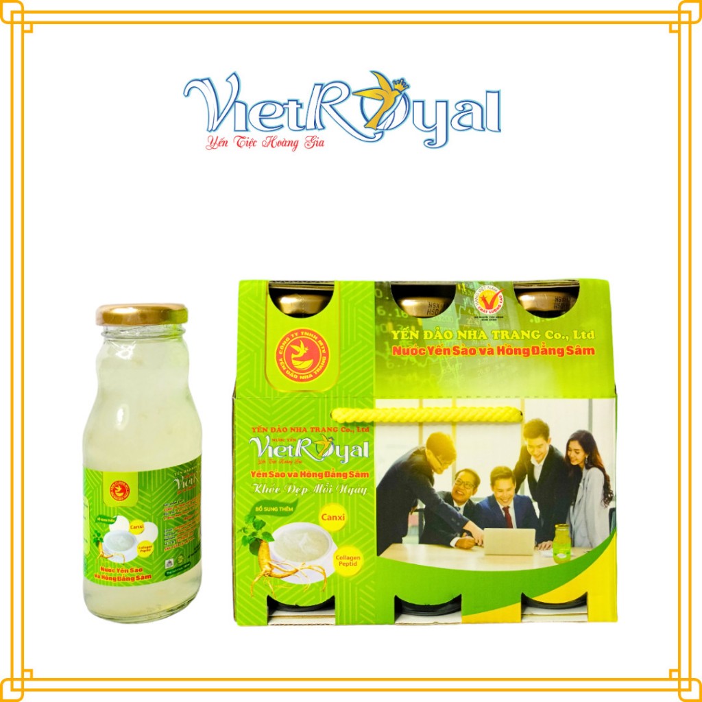 Lốc 6 chai Nước yến Vietroyal yến sào và hồng đẳng sâm chai 180ml