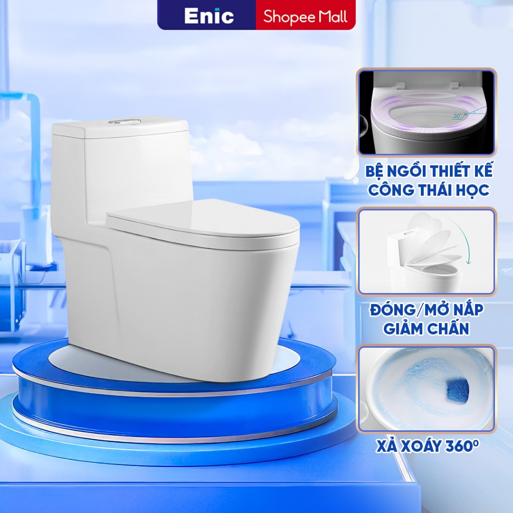 Bồn cầu một khối Enic N09, N40, N05 chất liệu sứ cao cấp,cấu trúc bền chắc,thiết kế công thái học