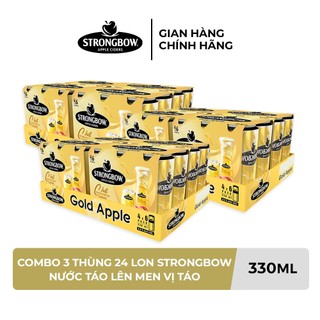 Hỏa tốc hcm - combo 3 thùng 24 lon nước táo lên men strongbow vị táo nguyên bản 330ml/lon