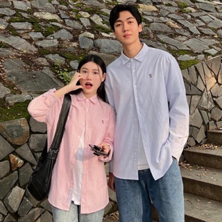 Áo sơ mi SilenceStandard Premium Oxford Shirt Logo S thêu/ kẻ xanh [SO02]