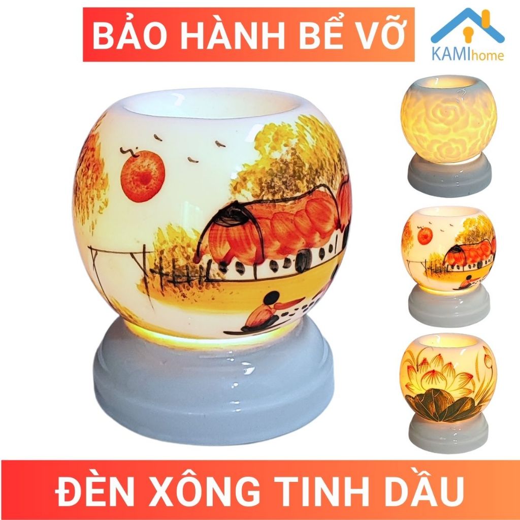 Đèn xông tinh dầu thơm phòng đuổi muỗi (Chọn mùi Tinh dầu) sứ Bát Tràng mã 20002