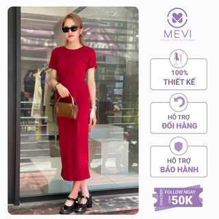 Đầm ôm body cổ tròn tay ngắn mái em _v8214