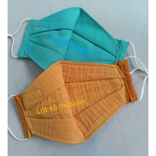 [Có hoa văn] Khẩu trang 3D Memory vải Linen/ thô