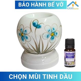 Combo Đèn xông tinh dầu hình Tròn (Chọn Mẫu) + 1 bóng đèn + 1 Tinh dầu hương thơm đuổi diệt muỗi