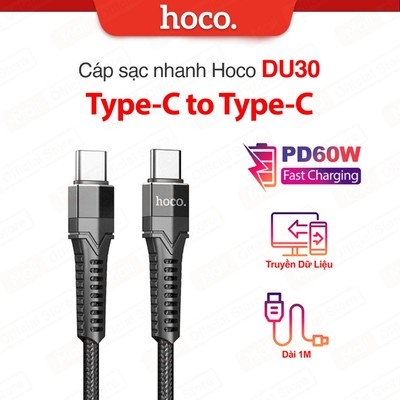 Cáp sạc nhanh PD60W Type-C to Type-C Hoco DU30 truyền dữ liệu dùng cho android dài 1m/2m