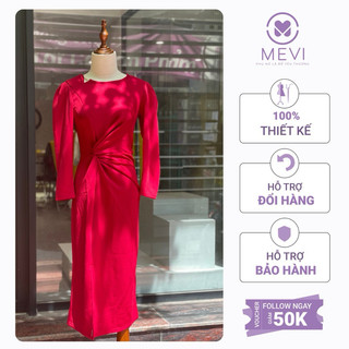 Đầm dáng suông cổ cách điệu xoắn eo Mái Em _V8211