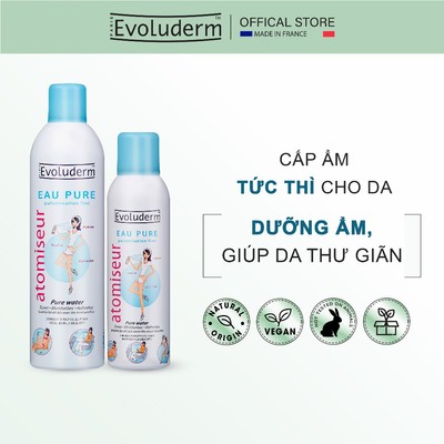Bộ xịt khoáng dưỡng da cấp ẩm Evoluderm Atomiseur Eau Pure 400ml và 150ml
