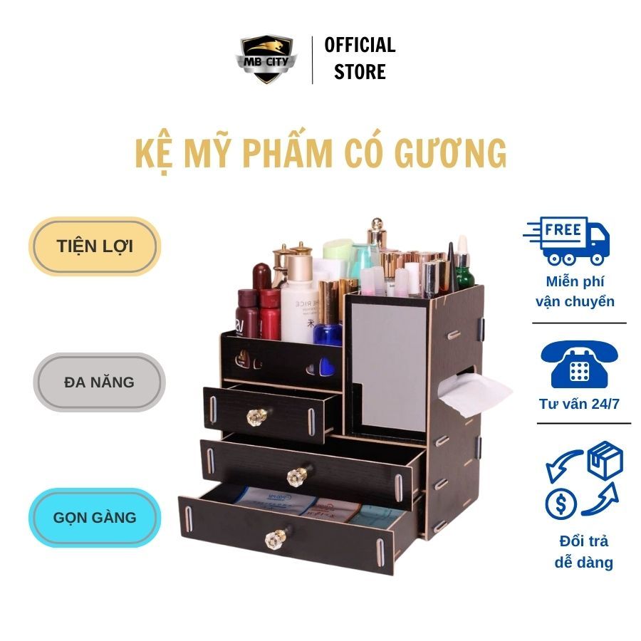 Kệ đựng đồ trang điểm có gương