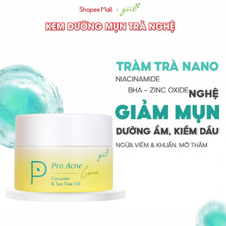 Kem giảm mụn, mờ thâm mụn trà nghệ, 0% khô da GUO 30g
