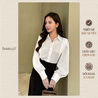 Beautebyv - áo sơmi nữ vai cách điệu silen