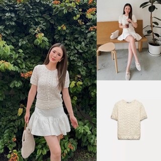 Áo len cộc tay len móc Zara xuất A320
