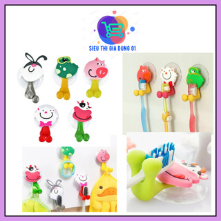 Móc hít tường treo bàn chải, treo đồ hình thú cute - kẹp bàn chải đánh răng