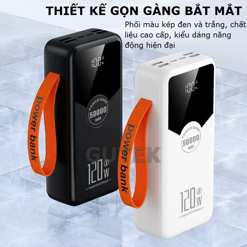 Sạc dự phòng 50000mAh sạc nhanh 22,5w dung lượng pin lớn có dây cắm nhiều điện thoại - Gutek GT230 | BigBuy360 - bigbuy360.vn