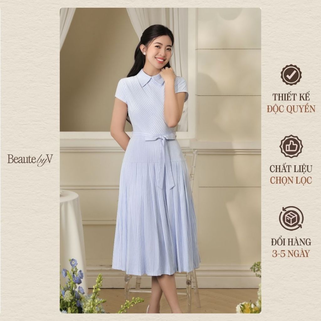 BEAUTEBYV - Váy liền nữ chiết eo Yulan