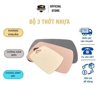 Bộ thớt nhựa 3 món cao cấp kháng khuẩn,không dính mỡ, chống nấm mốc cực tốt, an toàn cho sức khỏe