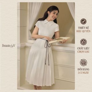 BEAUTEBYV - Váy liền nữ chiết eo đai tết rời Hailys ( tặng kèm dây tết)