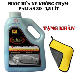 Nước rửa xe không chạm pallas 30 - 1,5 lít, tặng khăn lau, dung dịch rửa xe ô tô, xe máy siêu sạch