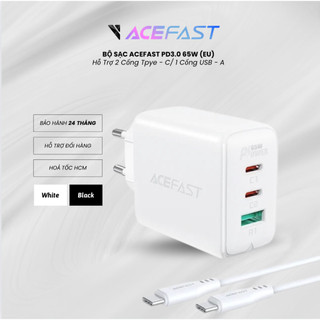 Củ sạc acefast pd3.0 65w 3 cổng usb-c+usb-c+usb-a -a13 tương thích và sạc cùng lúc nhiều thiết bị
