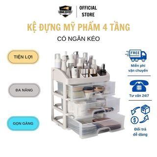 kệ đựng mỹ phẩm nhựa 4 tầng cao cấp - có ngăn kéo ( siêu bền đẹp)