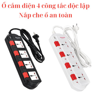 Ổ Cắm Điện 4 công tắc độc lập, Nắp Che An Toàn Chống Giật ĐQ ESK 740sl 4sbw Điện Quang