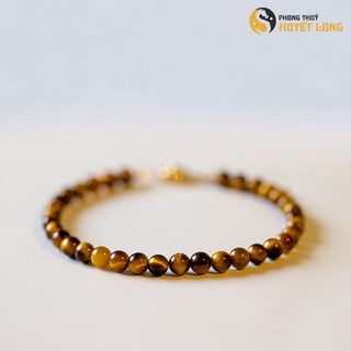 Vòng tay phong thủy, vòng tay mắt hổ nâu vàng size nhỏ 4mm