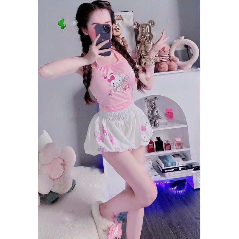 🌵🌵Set áo yếm kitty + quần bí in kitty pc