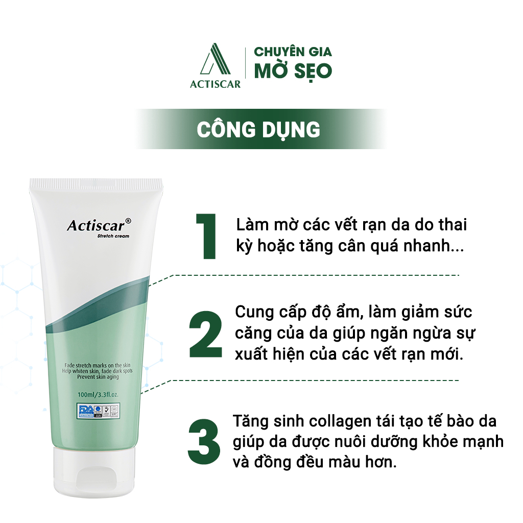 Kem Rạn Da Actiscar Hỗ Trợ Mờ Rạn Da, Mờ Sẹo Thâm, Đều Màu Sau Sinh