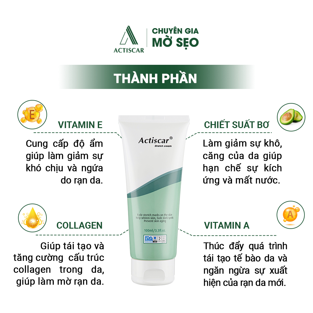 Kem Rạn Da Actiscar Hỗ Trợ Mờ Rạn Da, Mờ Sẹo Thâm, Đều Màu Sau Sinh