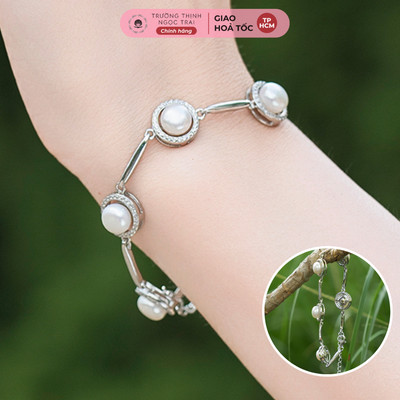 Lắc Tay Bạc 925 Đính Ngọc Trai 8Ly Tinh Tế, Xinh Xắn - Ngọc Trai Trường Thịnh