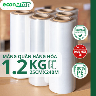 MÀNG BỌC HÀNG HÓA PE ECOFILM 25cmx240m [1,2KG] màng pe quấn hàng 2kg, quấn màng pe bảo vệ hàng hóa