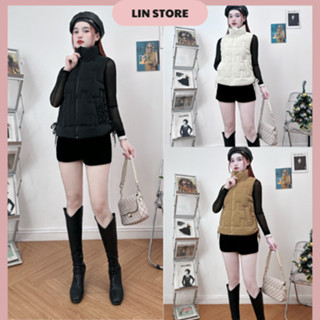 Áo Phao Gile Nữ Có Dây Rút Chất Nhung Lì Áo Khoác Phao Nữ 3 Màu Nâu, Đen, Be Áo Gile Phao Nữ Dáng Dài Áo Phao Béo Gile