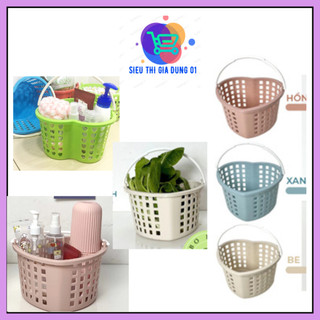 Giỏ nhựa đựng đồ, giỏ nhựa có quai xách hình trái tim Rổ Tim 3243