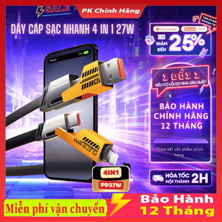 Dây cáp sạc nhanh 4 in 1 27w sạc usb-type c , type c-typec, type c-laining, usb-laining - cáp đa năng