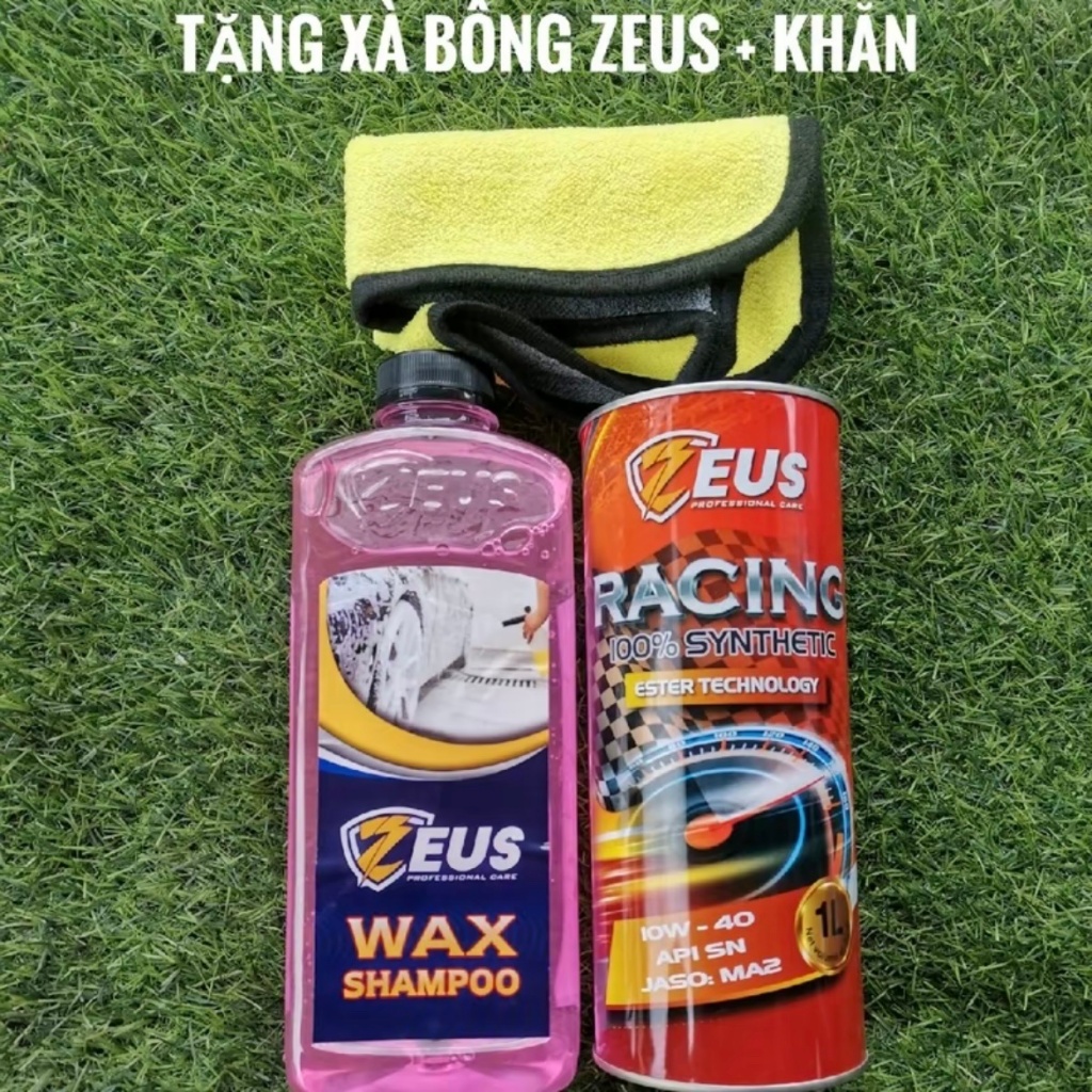 Nhớt Zeus Racing 10w40 Ester MA2 Full Tổng Hợp Tặng Xà Bông ZEUS