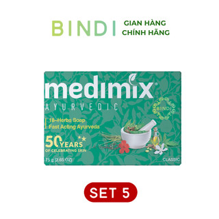 [Nhập mã COSBIN30 giảm đến 20K đơn 150K] Set 5 xà phòng Medimix 18 loại thảo dược Ayurveda Tác Động Nhanh 125g/bánh