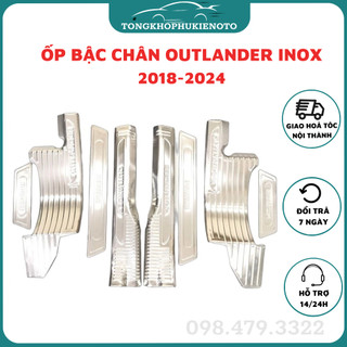 Ốp bậc cửa trong, ngoài xe Outlander 2018-2024 Inox cao cấp, Nẹp bước chân Outlander trang trí,bảo vệ bậc chân xe