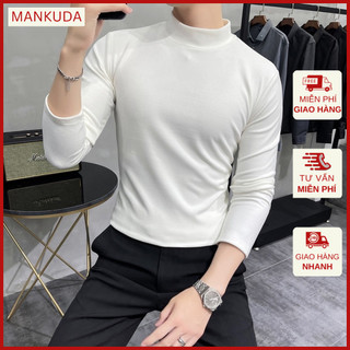 Áo giữ nhiệt nam dài tay, áo thu đông cho nam cổ 3 phân lót bông mỏng MANKUDA
