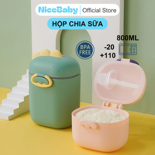 Hộp chia sữa hộp đựng sữa bột đồ ăn khô cho bé hình khủng long cao cấp nicebaby