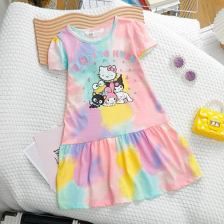 (12kg...40kg)đầm váy ngắn tay thân dài bé gái thun cotton vnxk