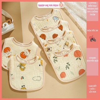 Yếm chữ U ăn dặm 6 lớp chất liệu vải xô Muslin siêu thấm hút cho bé trai bé gái