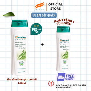 [MUA 1 TẶNG 1 FULLSIZE] Sữa tắm giảm mụn thâm chiết xuất lá neem Himalaya Protecting Neem & Turmeric Body Wash 200ml