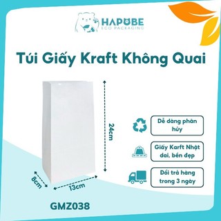 100 túi giấy Kraft màu trắng không quai 13x8x24cm